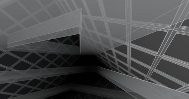 Mimari sanat konseptinde soyut çizgiler, minimum geometrik şekiller. 