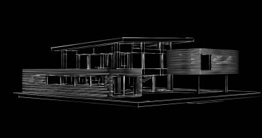 Mimari sanat konseptinde soyut çizgiler, minimum geometrik şekiller. 
