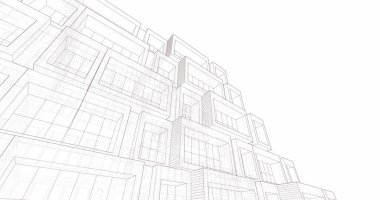 Mimari sanat konseptinde soyut çizgiler, minimum geometrik şekiller. 