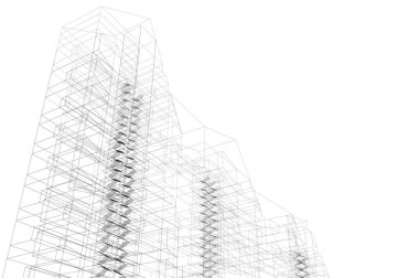 Mimari sanat konseptinde soyut çizgiler, minimum geometrik şekiller. 