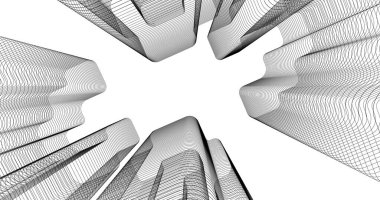 Mimari sanat konseptinde soyut çizgiler, minimum geometrik şekiller. 