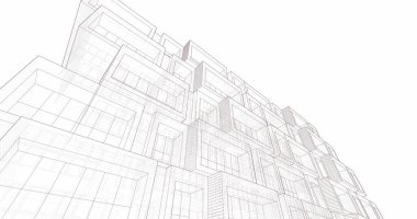 Mimari sanat konseptinde soyut çizgiler, minimum geometrik şekiller. 