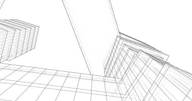 Mimari sanat konseptinde soyut çizgiler, minimum geometrik şekiller. 