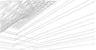 Mimari sanat konseptinde soyut çizgiler, minimum geometrik şekiller. 