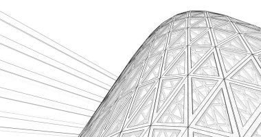 Mimari sanat konseptinde soyut çizgiler, minimum geometrik şekiller. 