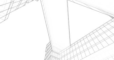 Mimari sanat konseptinde soyut çizgiler, minimum geometrik şekiller. 