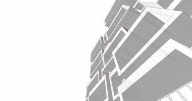 Mimari sanat konseptinde soyut çizgiler, minimum geometrik şekiller. 