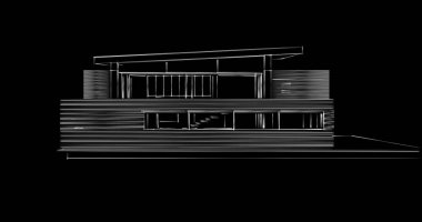 Mimari sanat konseptinde soyut çizgiler, minimum geometrik şekiller. 