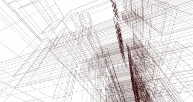 Mimari sanat konseptinde soyut çizgiler, minimum geometrik şekiller. 