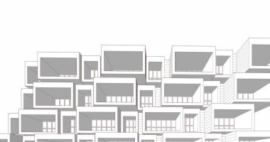 Mimari sanat konseptinde soyut çizgiler, minimum geometrik şekiller. 