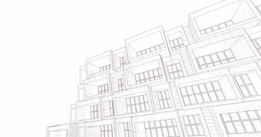 Mimari sanat konseptinde soyut çizgiler, minimum geometrik şekiller. 