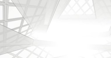 Mimari sanat konseptinde soyut çizgiler, minimum geometrik şekiller. 