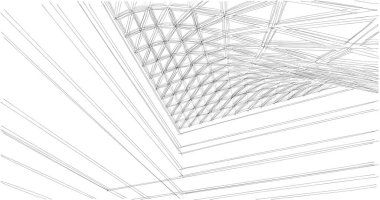 Mimari sanat konseptinde soyut çizgiler, minimum geometrik şekiller. 