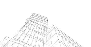 Mimari sanat konseptinde soyut çizgiler, minimum geometrik şekiller. 