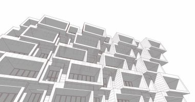 Mimari sanat konseptinde soyut çizgiler, minimum geometrik şekiller. 