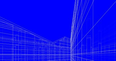 Mimari sanat konseptinde soyut çizgiler, minimum geometrik şekiller. 