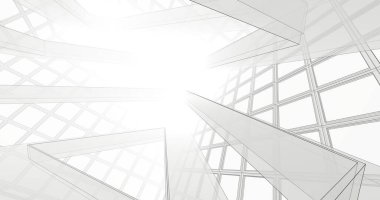 Mimari sanat konseptinde soyut çizgiler, minimum geometrik şekiller. 