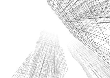 Mimari sanat konseptinde soyut çizgiler, minimum geometrik şekiller. 