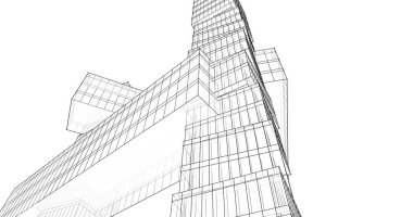 Mimari sanat konseptinde soyut çizgiler, minimum geometrik şekiller. 