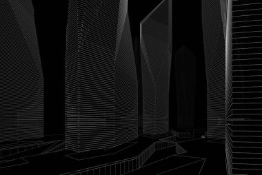 Mimari sanat konseptinde soyut çizgiler, minimum geometrik şekiller. 