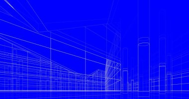 Mimari sanat konseptinde soyut çizgiler, minimum geometrik şekiller. 