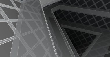 Mimari sanat konseptinde soyut çizgiler, minimum geometrik şekiller. 