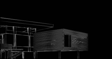 Mimari sanat konseptinde soyut çizgiler, minimum geometrik şekiller. 