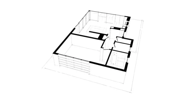 建築物の3D建築イラストデザイン — ストック写真