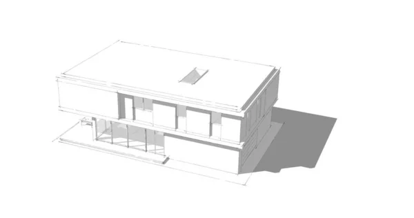 建筑施工的三维建筑图解设计 — 图库照片