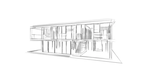 建筑施工的三维建筑图解设计 — 图库照片