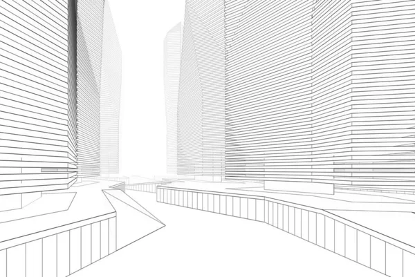 Linhas Abstratas Desenho Conceito Arte Arquitetônica Formas Geométricas Mínimas — Fotografia de Stock