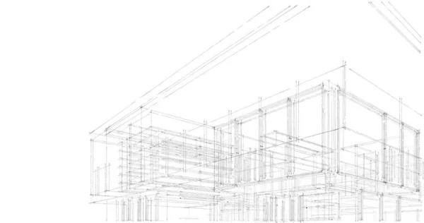建筑施工的三维建筑图解设计 — 图库照片
