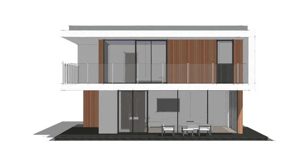 建筑施工的三维建筑图解设计 — 图库照片