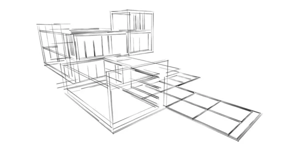 Abstraktní Architektonická Tapeta Digitální Pozadí — Stock fotografie