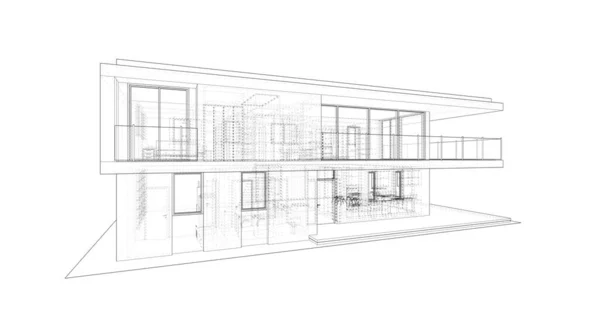 建筑施工的三维建筑图解设计 — 图库照片