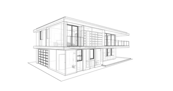3D architecture illustration design of building construction