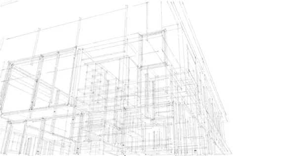 Αρχιτεκτονική Εικονογράφηση Σχεδιασμό Της Κατασκευής Του Κτιρίου — Φωτογραφία Αρχείου