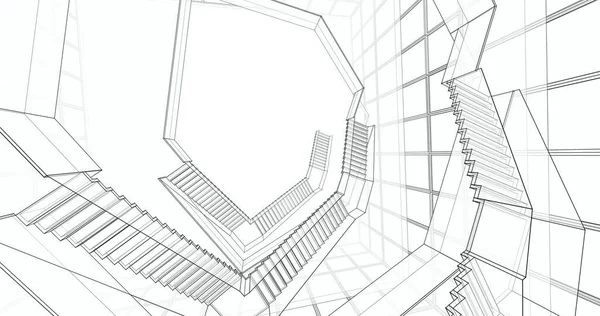 Abstraktní Architektonická Tapeta Digitální Pozadí — Stock fotografie