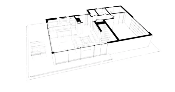 建築物の3D建築イラストデザイン — ストック写真