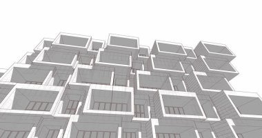 Mimari sanat konseptinde soyut çizgiler, minimum geometrik şekiller. 