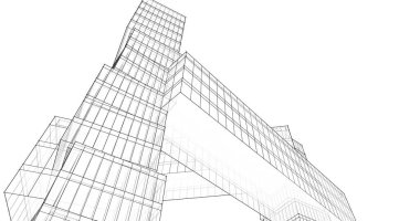 Mimari sanat konseptinde soyut çizgiler, minimum geometrik şekiller. 