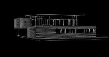 Mimari sanat konseptinde soyut çizgiler, minimum geometrik şekiller. 