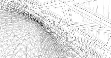 Mimari sanat konseptinde soyut çizgiler, minimum geometrik şekiller. 