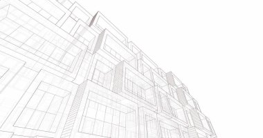 Mimari sanat konseptinde soyut çizgiler, minimum geometrik şekiller. 