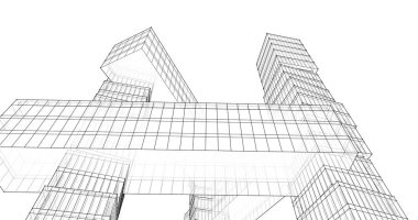 Mimari sanat konseptinde soyut çizgiler, minimum geometrik şekiller. 