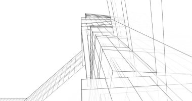 Mimari sanat konseptinde soyut çizgiler, minimum geometrik şekiller. 