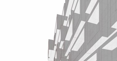 Mimari sanat konseptinde soyut çizgiler, minimum geometrik şekiller. 