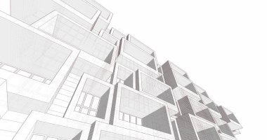 Mimari sanat konseptinde soyut çizgiler, minimum geometrik şekiller. 