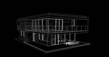 İnşaat planının 3B mimari tasarımı