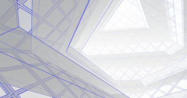 Mimari sanat konseptinde soyut çizgiler, minimum geometrik şekiller. 